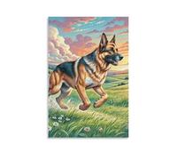 DHBANEIOK Chien berger allemand Murale Décoration Murale Peinture Sur Toile Impression Sur Toile Affiche Decoration Pour Salon Chambre Décorations 12x18inch(30x45cm)