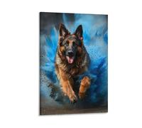 DHBANEIOK Chien de berger allemand Peinture Sur Toile Impression Tableaux Coloré Abstraite Moderne Jet D'encre D'art Tableaux Domicile Chambre Murs Décoration Peintures 12x18inch(30x45cm)