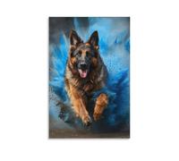 DHBANEIOK Chien de berger allemand Peinture Sur Toile Impression Tableaux Coloré Abstraite Moderne Jet D'encre D'art Tableaux Domicile Chambre Murs Décoration Peintures 16x24inch(40x60cm)