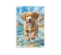 DHBANEIOK Chien d'eau portugais Murale Décoration Murale Peinture Sur Toile Impression Sur Toile Pour Salon Chambre Décorations 20x30inch(50x75cm)