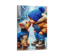 DHBANEIOK Chien mignon Murale Décoration Murale Image Sur Toile Tableau Impression Sur Toile Pour Salon Chambre Décorations 24x36inch(60x90cm)