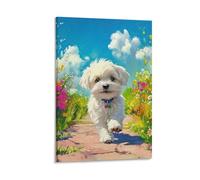 DHBANEIOK Chien mignon Murale Décoration Murale Peinture Sur Toile Impression Sur Toile Affiche Decoration Pour Salon Chambre Décorations 20x30inch(50x75cm)