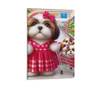 DHBANEIOK Chien mignon Murale Decoration Murale Peinture Sur Toile Impression Sur Toile Affiche Decoration Pour Chambre Et Couloir Premium 24x36inch(60x90cm)