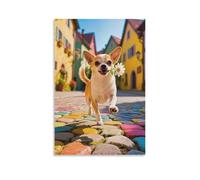 DHBANEIOK Chien mignon Murale Decoration Murale Peintures Sur Toile Impression Sur Toile Affiche Decoration Pour Salon Chambre Décorations 12x18inch(30x45cm)