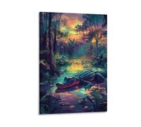 DHBANEIOK Crocodile Impression Sur Toile - Image Sur Toile -DecoSourision Murale - Tableaux DécoSourision Moderne - Tableau Mural - Tableaux Pour La Mur 16x24inch(40x60cm)