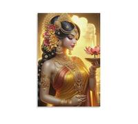 DHBANEIOK Déesse indienne Murale Décoration Murale Image Sur Toile Tableau Impression Sur Toile Affiche Decoration Pour Salon Chambre Décorations 24x36inch(60x90cm)