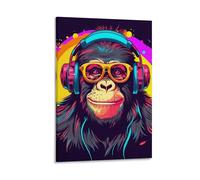 DHBANEIOK DJ gorille Impression Sur Toile Portrait Abstrait Art Print Poster Bureau Chambre Café Décoration,Toile 16x24inch(40x60cm)