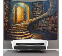 DHBANEIOK étagères de livres 3D Effet Tapisserie Art Mural Tapisserie Murales Tapisserie Murale Tissu Pour Chambre Salon Collège Dortoir Tenture Murale 70cmx100cm