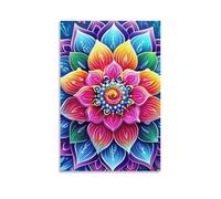 DHBANEIOK Fleur mandala Murale Décoration Murale Image Sur Toile Tableau Impression Sur Toile Affiche Decoration Pour Salon Chambre Décorations 24x36inch(60x90cm)
