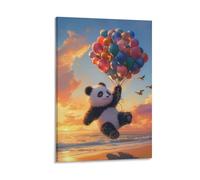 DHBANEIOK Giant Panda Poster Wallscroll Wandbanner Für DekoSourisive Rollbild Wandbild Stoff Poster Anime Leinwand Wandkunst Wand-Deko Leinwandbilder Ölgemälde 08x12inch(20x30cm)