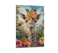 DHBANEIOK Girafe colorée Impression Sur Toile Abstraite Figure Art Affiches Toile Peinture Mur Photo Pour Salon Décoration De La Maison 08x12inch(20x30cm)