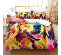 DHBANEIOK Golden Retriever Chien 2 Pièces avec Fermeture Éclair,pour Adultes Hommes Jeunes Garçons Enfants Housse De Couette King（220x240cm）