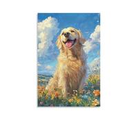 DHBANEIOK Golden Retriever chien chien Impression Sur Toile Portrait - Tableau Abstrait -DecoSourision Murale Salon Moderne - Image Sur Toile 16x24inch(40x60cm)