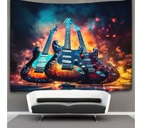 DHBANEIOK Guitare 3D Effet Tapisserie Art Mural Tapisserie Murales DécoSourision Murale En Tissu Pour Chambre Salon Collège Dortoir Tenture Murale 180cmx230cm