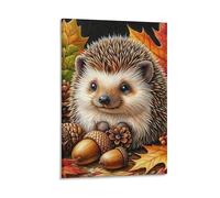 DHBANEIOK Hérisson scène automne Murale Décoration Murale Image Sur Toile Tableau Impression Sur Toile Affiche Decoration Pour Chambre Et Couloir Premium 08x12inch(20x30cm)