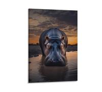 DHBANEIOK Hippopotame Impression Sur Toile - Image Sur Toile -DecoSourision Murale - Tableaux DécoSourision Moderne - Tableau Mural - Tableaux Pour La Mur 08x12inch(20x30cm)