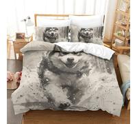 DHBANEIOK Husky sibérien Parure De Lit Housse De 3D Imprimé Literie en Microfibre Housse De Couette Super Douce Et Respirante Convient Aux Garçons Filles Adolescents King（220x240cm）