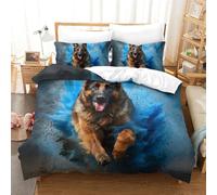 DHBANEIOK Imprimé 3D Chien de Berger Allemand Parure De Lit Microfibre Super Douce Et Respirante Sets De Housses De Couettes 3 Pièces avec Taies d'oreiller King（220x240cm）