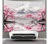 DHBANEIOK Japanese Cerises 3D Effet Tapisserie DécoSourision Murale Tapisserie Murales DécoSourision Murale En Tissu Pour La Chambre À Coucher Le Salon Le Dortoir Tapisseries 130cmx150cm
