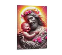 DHBANEIOK Jésus - Religion Murale Décoration Murale Image Sur Toile Tableau Impression Sur Toile Affiche Decoration Pour Salon Chambre Décorations 20x30inch(50x75cm)