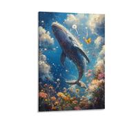 DHBANEIOK La baleine Impression Sur Toile InspiSourision Tableau Mural Image Sur Toile Photo Sur Toile Pour Salon Chambre À Bureau Restaurant 12x18inch(30x45cm)