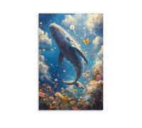 DHBANEIOK La baleine Impressions Sur Portrait Peintures Sur Toile Affiches Et Impressions Art Mural Image Pour Salon DécoSourision De La Maison 24x36inch(60x90cm)
