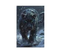 DHBANEIOK La Panthère noire Impression Sur Toile Portrait Abstrait Art Print Poster Bureau Chambre Café Décoration,Toile 16x24inch(40x60cm)