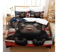 DHBANEIOK Labrador Chien Parure De Lit,Microfibre Parure De Lit pour Garçons Et Filles, 3 Pièces 3D Housse De Couette +Taie d'oreiller Et Fermeture Éclair Single（140x200cm）