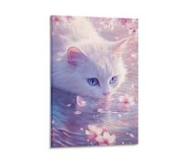 DHBANEIOK Le chat mignon Impression Sur Toile Portrait - Tableau Abstrait -DecoSourision Murale Salon Moderne - Image Sur Toile 12x18inch(30x45cm)
