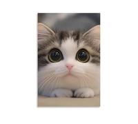 DHBANEIOK Le chat mignon Peinture Sur Toile Impression Tableaux Coloré Abstraite Moderne Jet D'encre D'art Tableaux Domicile Chambre Murs DécoSourision Peintures 08x12inch(20x30cm)