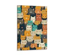 DHBANEIOK Le chat Peinture Sur Toile Impression Tableaux Coloré Abstraite Moderne Jet D'encre D'art Tableaux Domicile Chambre Murs Décoration Peintures 20x30inch(50x75cm)
