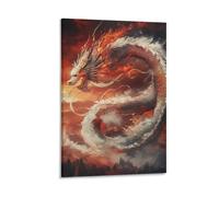 DHBANEIOK Le dragon Impression Sur Toile Portrait - Tableau Abstrait -DecoSourision Murale Salon Moderne - Image Sur Toile 16x24inch(40x60cm)