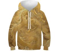 DHBANEIOK Le Dragon Sweats À Capuche Enfant Garçons Filles 3D Imprimé Hoodie Poches À Cordon Sweat-Shirt 11-13Y