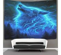 DHBANEIOK Le loup 3D Effet Tapisserie DécoSourision Murale Tapisserie Murales DécoSourision Murale En Tissu Pour Chambre Salon Serviette De Plage Tenture Murale 70cmx100cm