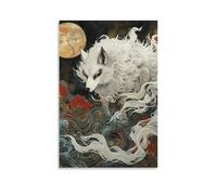 DHBANEIOK Le loup Impression Sur Toile Portrait Abstrait Art Print Poster Bureau Chambre Café DécoSourision,Toile 24x36inch(60x90cm)