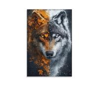 DHBANEIOK Le loup Tableau Décoratif Imprimé Sur Toile Street Art Graffiti Toile Peinture Mur Art Affiches Et Impressions Inspiration Oeuvre Photo Pour Salon Décor Cadeau De Noël 24x36inch(60x90cm)