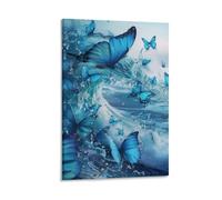 DHBANEIOK Le papillon bleu Impression Sur Toile Portrait Abstrait Art Print Poster Bureau Chambre Café Décoration,Toile 24x36inch(60x90cm)