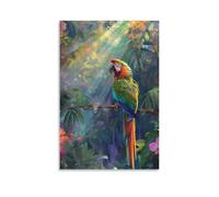 DHBANEIOK Le perroquet Impression Sur Toile Portrait - Tableau Abstrait -Decoration Murale Salon Moderne - Image Sur Toile 24x36inch(60x90cm)