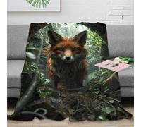DHBANEIOK Le Renard de la Jungle Couverture Polaire Microfibre 3D Imprimées Sofficee Calda Canapé Convient Adultes Et Enfants Rester Chaud en Hiver 70x80inch(180x200cm)