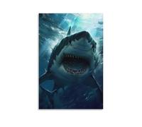 DHBANEIOK Le requin Impression Sur Toile Portrait Abstrait Art Print Poster Bureau Chambre Café DécoSourision,Toile 24x36inch(60x90cm)
