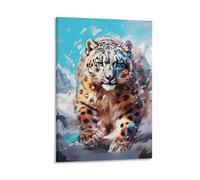 DHBANEIOK Léopard des neiges Impression Sur Toile InspiSourision Tableau Mural Image Sur Toile Photo Sur Toile Pour Salon Chambre À Bureau Restaurant 20x30inch(50x75cm)
