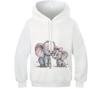 DHBANEIOK Les éléphants Homme Sweats À Capuche 3D Pull Imprimé À Manches Longues Sweatshirt avec Poches À Cordon 6-7Y