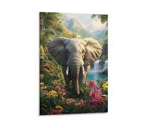 DHBANEIOK Les éléphants Impression Sur Toile Portrait Abstrait Art Print Poster Bureau Chambre Café DécoSourision,Toile 08x12inch(20x30cm)