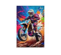 DHBANEIOK Moto tout terrain Murale Décoration Murale Image Sur Toile Tableau Impression Sur Toile Affiche Decoration Pour La Décoration De La Maison 16x24inch(40x60cm)
