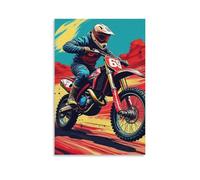 DHBANEIOK Moto tout terrain Murale Décoration Murale Image Sur Toile Tableau Impression Sur Toile Affiche Decoration Pour Chambre Et Couloir Premium 24x36inch(60x90cm)