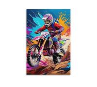 DHBANEIOK Moto tout terrain Murale Décoration Murale Image Sur Toile Tableau Impression Sur Toile Pour Salon Chambre Décorations 16x24inch(40x60cm)