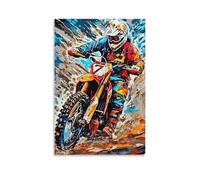 DHBANEIOK Moto tout terrain Murale Décoration Murale Image Sur Toile Tableau Impression Sur Toile Pour Chambre Et Couloir Premium 12x18inch(30x45cm)
