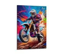 DHBANEIOK Moto tout terrain Murale Décoration Murale Image Sur Toile Tableau Impression Sur Toile Pour La Décoration De La Maison 08x12inch(20x30cm)