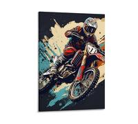DHBANEIOK Motocross Course Course Impression Sur Toile Portrait Abstrait Art Print Poster Bureau Chambre Café DécoSourision,Toile 24x36inch(60x90cm)