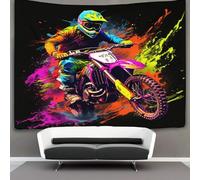 DHBANEIOK Motos 3D Effet Tapisserie DécoSourision Murale Tapisserie Murales DécoSourision Murale En Tissu Pour La Chambre À Coucher Le Salon Le Dortoir Tenture Murale 100cmx150cm